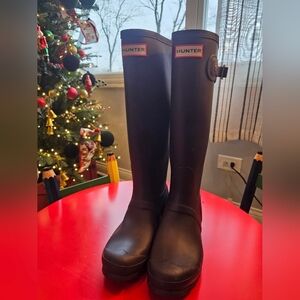 Hunter Blue Tall Rain Boots